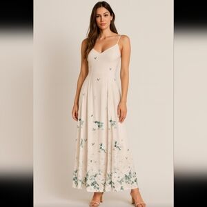 Show Me Your MuMu Cream Godshaw Goddess Gown Floral Maxi Dress Sz Medium